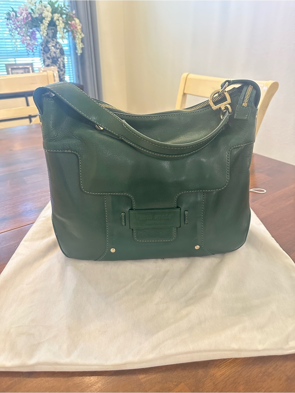 Vintage Kate Spade New York Green Leather Shoulder Bag